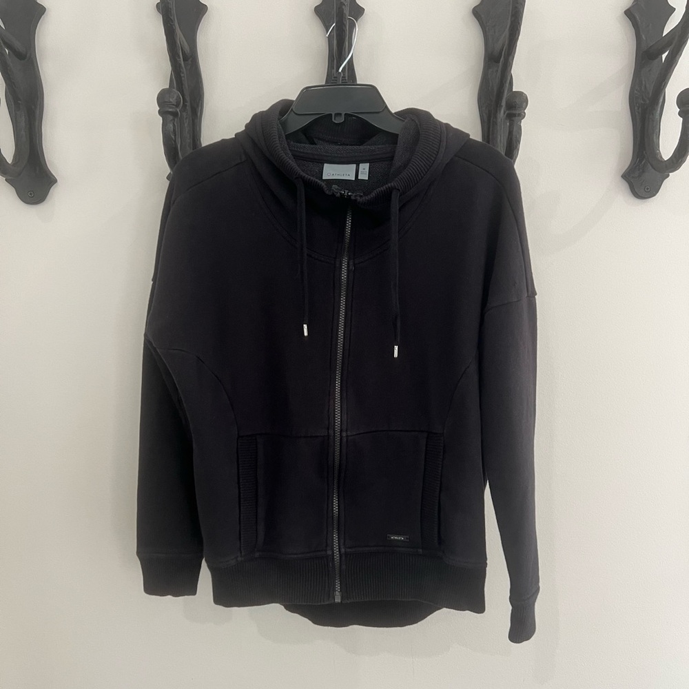 Zella Full Zip Hooded Sweatshirt Hoodie Black Medium